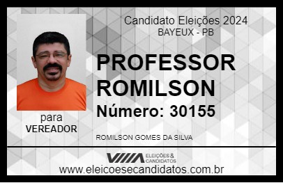 Candidato PROFESSOR ROMILSON 2024 - BAYEUX - Eleições