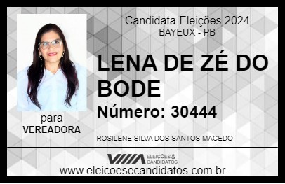 Candidato LENA DE ZÉ DO BODE 2024 - BAYEUX - Eleições