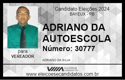 Candidato ADRIANO DA AUTOESCOLA 2024 - BAYEUX - Eleições