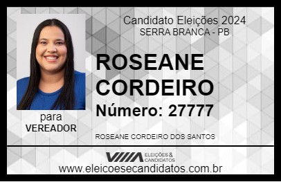 Candidato ROSEANE CORDEIRO 2024 - SERRA BRANCA - Eleições