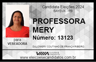 Candidato PROFESSORA MERY 2024 - BAYEUX - Eleições