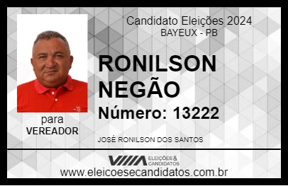 Candidato RONILSON NEGÃO 2024 - BAYEUX - Eleições