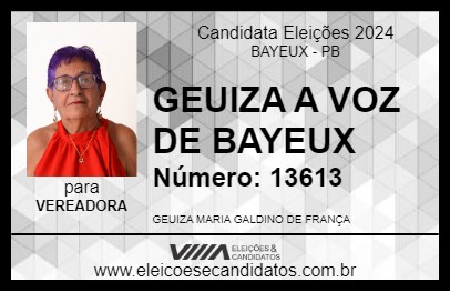 Candidato GEUIZA A VOZ DE BAYEUX 2024 - BAYEUX - Eleições