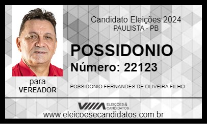 Candidato POSSIDONIO 2024 - PAULISTA - Eleições