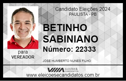 Candidato BETINHO SABINIANO 2024 - PAULISTA - Eleições