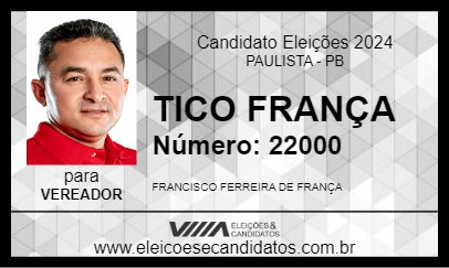 Candidato TICO FRANÇA 2024 - PAULISTA - Eleições