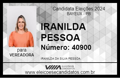 Candidato IRANILDA PESSOA 2024 - BAYEUX - Eleições