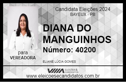 Candidato DIANA DO MANGUINHOS 2024 - BAYEUX - Eleições