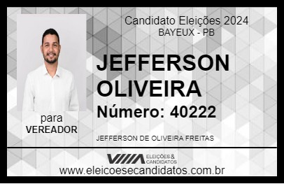 Candidato JEFFERSON OLIVEIRA 2024 - BAYEUX - Eleições