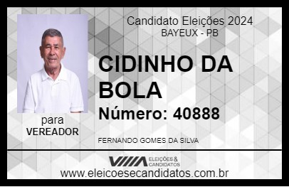 Candidato CIDINHO DA BOLA 2024 - BAYEUX - Eleições