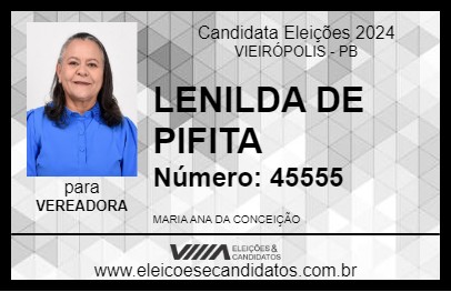 Candidato LENILDA DE PIFITA 2024 - VIEIRÓPOLIS - Eleições