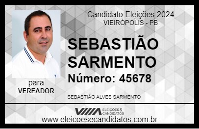 Candidato SEBASTIÃO SARMENTO 2024 - VIEIRÓPOLIS - Eleições