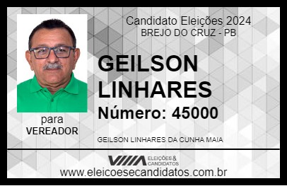 Candidato GEILSON LINHARES 2024 - BREJO DO CRUZ - Eleições