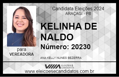 Candidato KELINHA DE NALDO 2024 - ARAÇAGI - Eleições