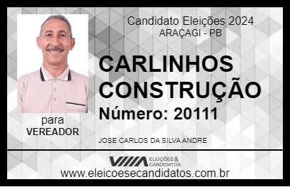 Candidato CARLINHOS CONSTRUÇÃO 2024 - ARAÇAGI - Eleições