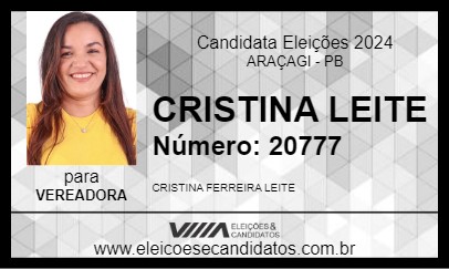 Candidato CRISTINA LEITE 2024 - ARAÇAGI - Eleições