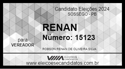 Candidato RENAN 2024 - SOSSÊGO - Eleições