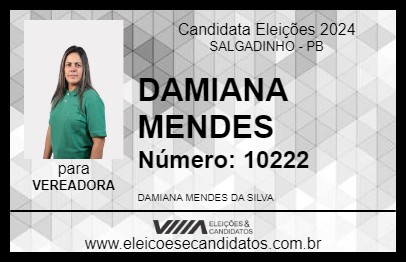 Candidato DAMIANA MENDES 2024 - SALGADINHO - Eleições