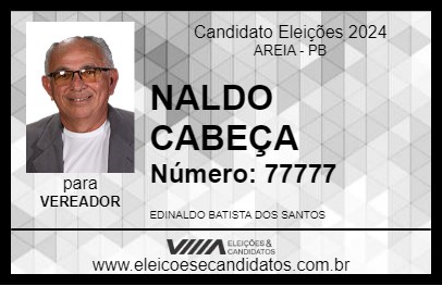 Candidato NALDO CABEÇA 2024 - AREIA - Eleições