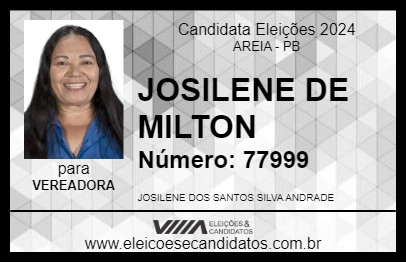 Candidato JOSILENE DE MILTON 2024 - AREIA - Eleições