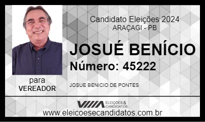 Candidato JOSUÉ BENÍCIO 2024 - ARAÇAGI - Eleições