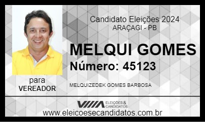 Candidato MELQUI GOMES 2024 - ARAÇAGI - Eleições