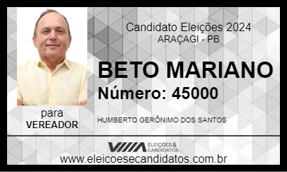 Candidato BETO MARIANO 2024 - ARAÇAGI - Eleições