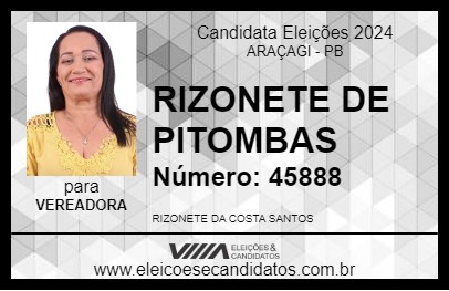 Candidato RIZONETE DE PITOMBAS 2024 - ARAÇAGI - Eleições