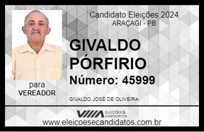 Candidato GIVALDO PÓRFIRIO 2024 - ARAÇAGI - Eleições