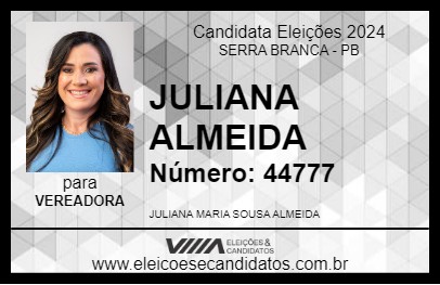 Candidato JULIANA ALMEIDA  2024 - SERRA BRANCA - Eleições