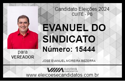 Candidato EVANUEL DO SINDICATO 2024 - CUITÉ - Eleições