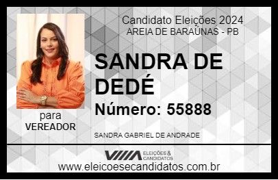 Candidato SANDRA DE DEDÉ 2024 - AREIA DE BARAÚNAS - Eleições