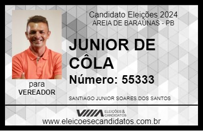 Candidato JUNIOR DE CÔLA 2024 - AREIA DE BARAÚNAS - Eleições