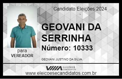 Candidato GEOVANI DA SERRINHA 2024 - SERRA BRANCA - Eleições