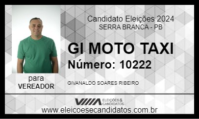 Candidato GI MOTO TAXI 2024 - SERRA BRANCA - Eleições