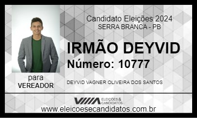 Candidato IRMÃO DEYVID 2024 - SERRA BRANCA - Eleições