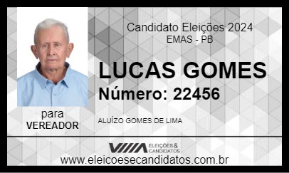 Candidato LUCAS GOMES 2024 - EMAS - Eleições