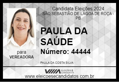 Candidato PAULA DA SAÚDE 2024 - SÃO SEBASTIÃO DE LAGOA DE ROÇA - Eleições