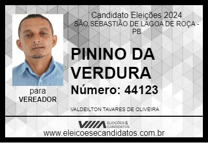 Candidato PININO DA VERDURA 2024 - SÃO SEBASTIÃO DE LAGOA DE ROÇA - Eleições