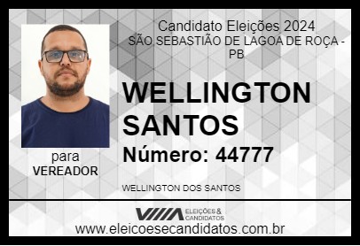 Candidato WELLINGTON SANTOS 2024 - SÃO SEBASTIÃO DE LAGOA DE ROÇA - Eleições