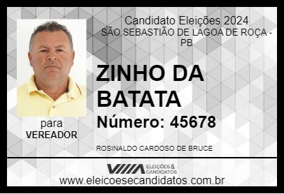 Candidato ZINHO DA BATATA 2024 - SÃO SEBASTIÃO DE LAGOA DE ROÇA - Eleições