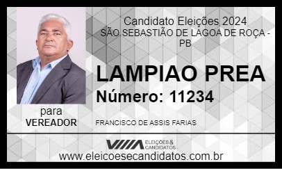 Candidato LAMPIAO PREA 2024 - SÃO SEBASTIÃO DE LAGOA DE ROÇA - Eleições