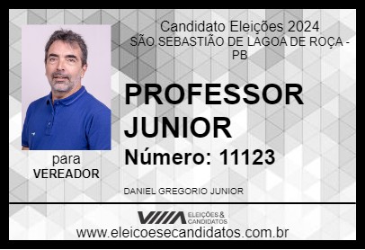 Candidato PROFESSOR JUNIOR 2024 - SÃO SEBASTIÃO DE LAGOA DE ROÇA - Eleições