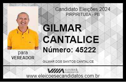 Candidato GILMAR CANTALICE 2024 - PIRPIRITUBA - Eleições