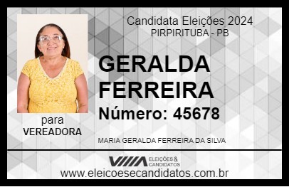 Candidato GERALDA FERREIRA 2024 - PIRPIRITUBA - Eleições