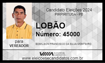 Candidato LOBÃO 2024 - PIRPIRITUBA - Eleições