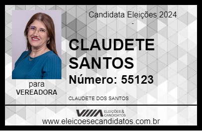 Candidato CLAUDETE SANTOS 2024 - SÃO SEBASTIÃO DE LAGOA DE ROÇA - Eleições