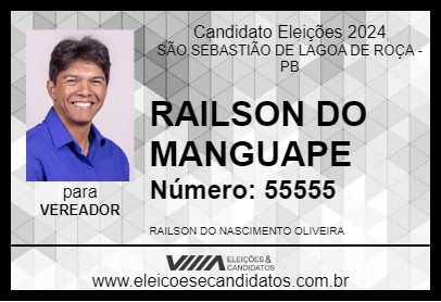 Candidato RAILSON DO MANGUAPE 2024 - SÃO SEBASTIÃO DE LAGOA DE ROÇA - Eleições