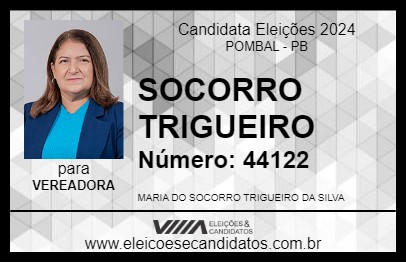 Candidato SOCORRO TRIGUEIRO 2024 - POMBAL - Eleições