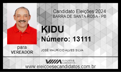 Candidato KIDU 2024 - BARRA DE SANTA ROSA - Eleições